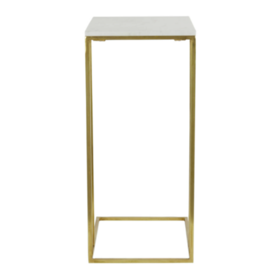 Roshan White and Antique Bronze Marble Side Table