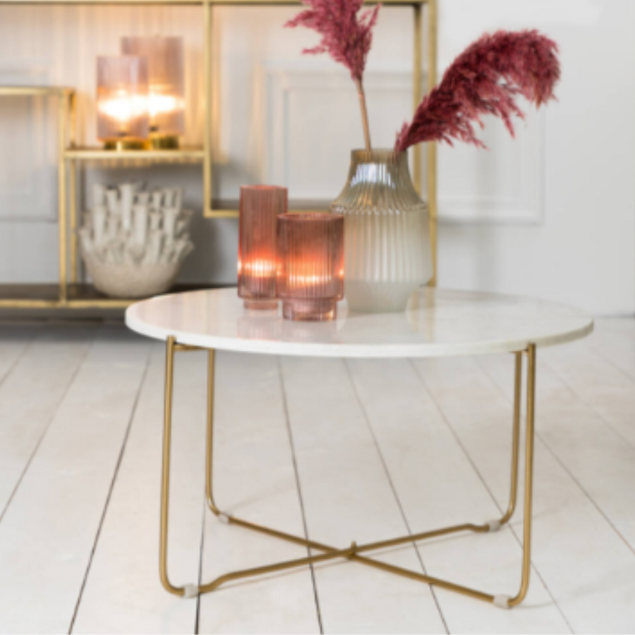 Marty White-Gold Coffee Table