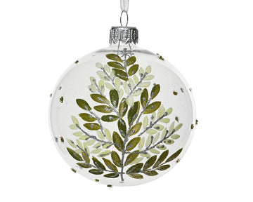 Bauble glass transparent leaf