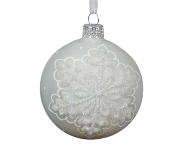 Bauble glass enamel snowflake
