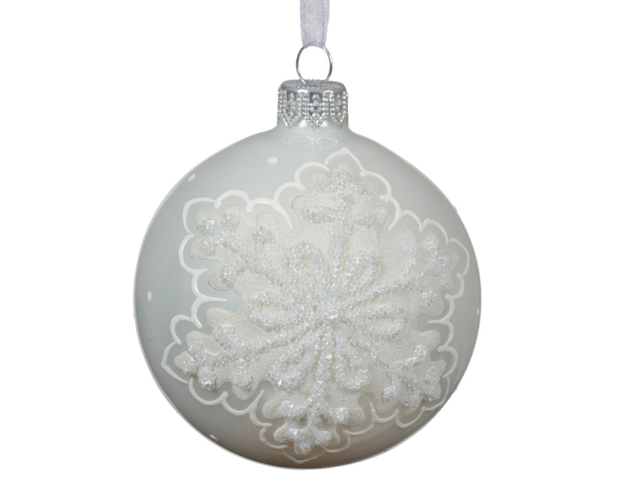 Bauble glass enamel snowflake