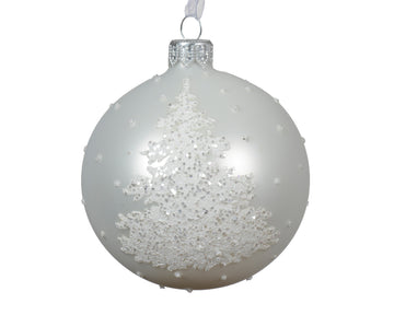 Bauble glass matt snow winter white