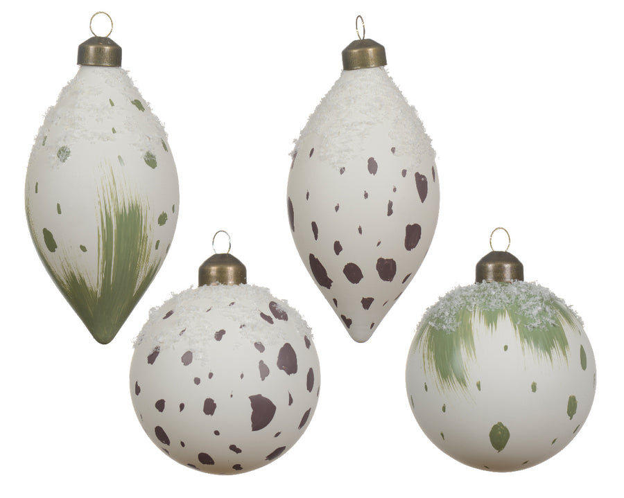 Bauble glass opaque color w dots, paint