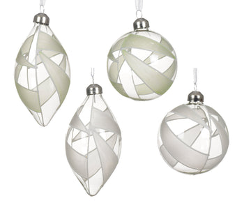 Bauble glass transparent color w stripes