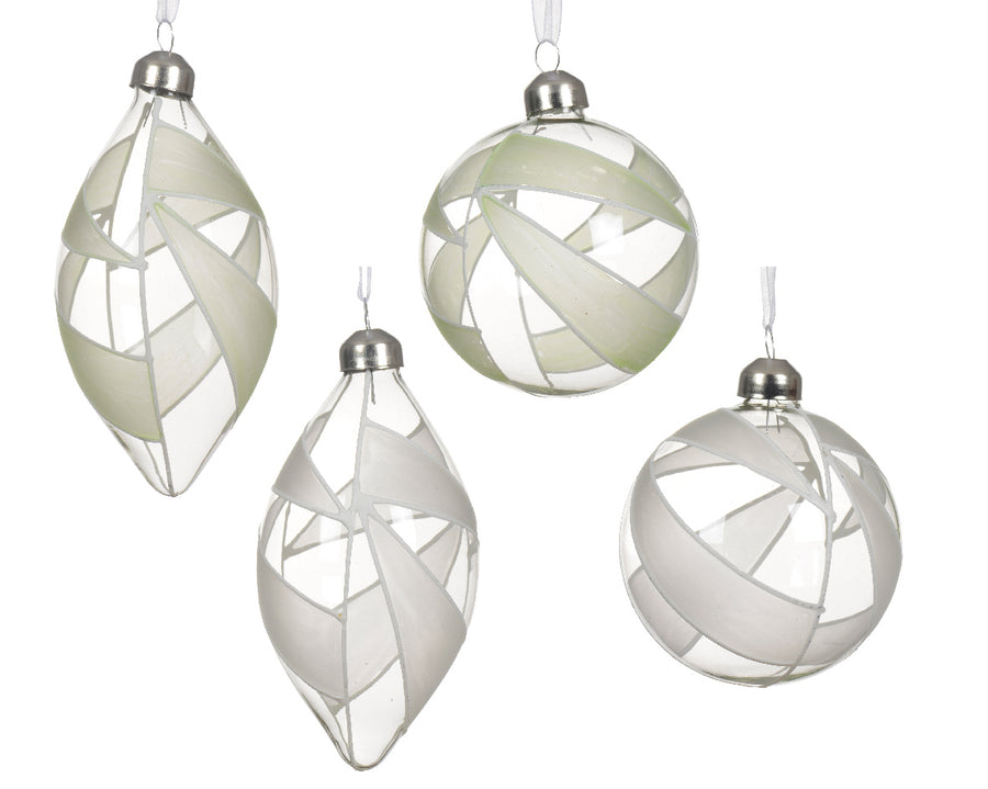 Bauble glass transparent color w stripes
