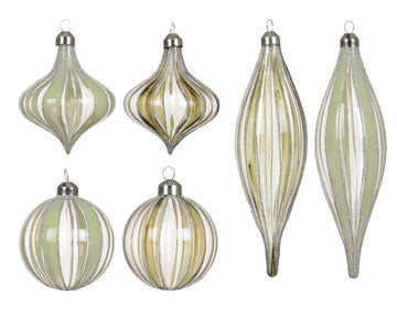 Bauble glass transparent color w vertical stripes