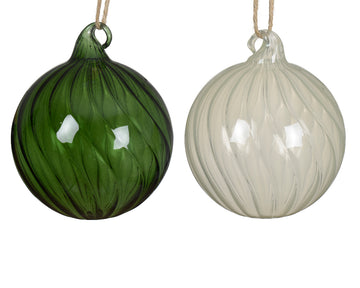 Bauble glass clear with swirl