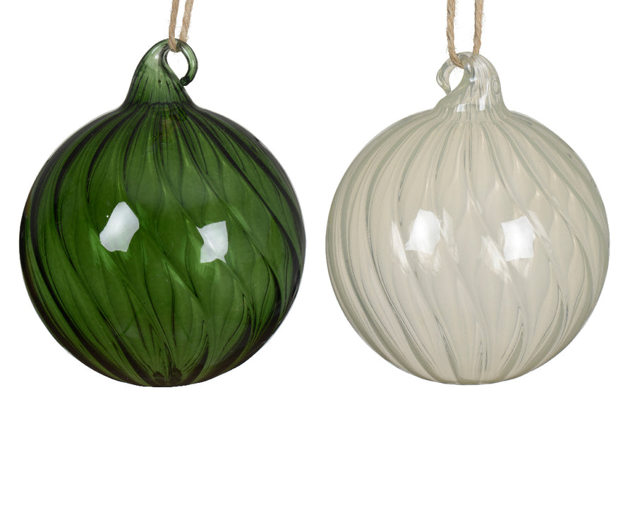 Bauble glass clear with swirl
