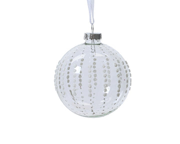 Bauble glass glass clear w beads, pearls