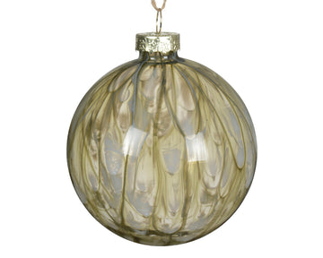 Bauble glass clear w painting rosemary green 8cm