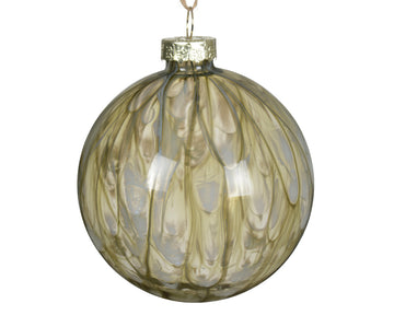 Bauble glass clear w painting rosemary green 10cm