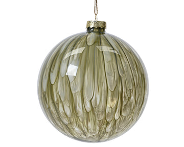 Bauble glass clear w painting rosemary green 15cm