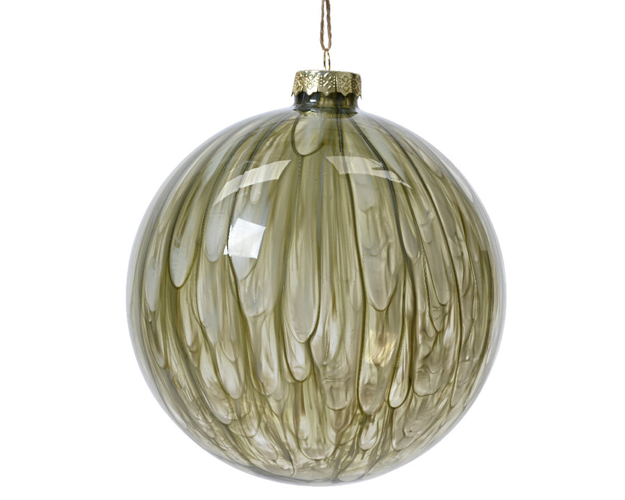Bauble glass clear w painting rosemary green 15cm
