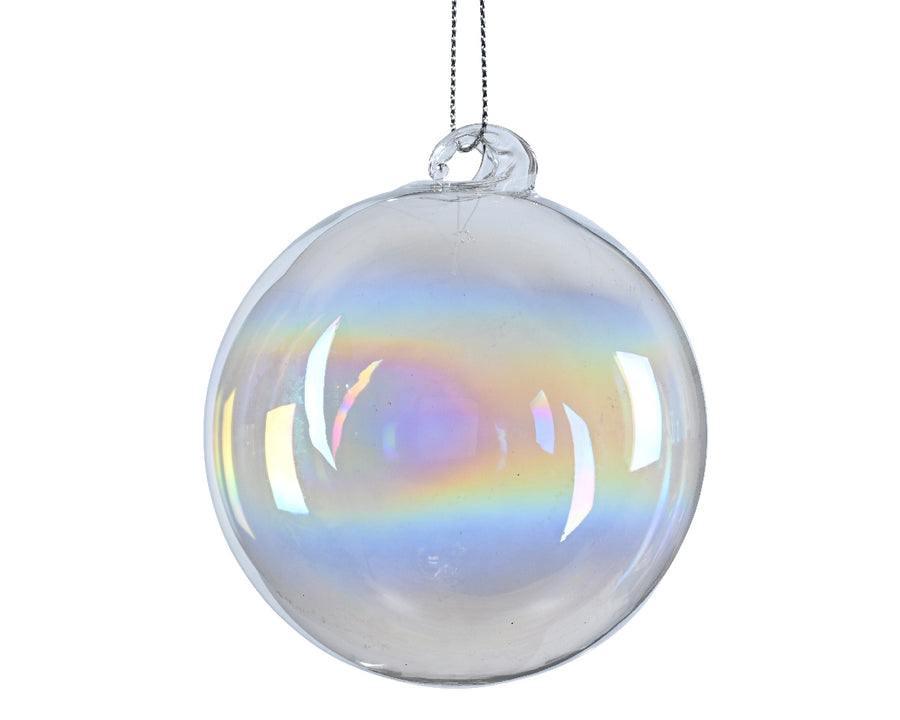 Bauble glass iridiscent w swirl