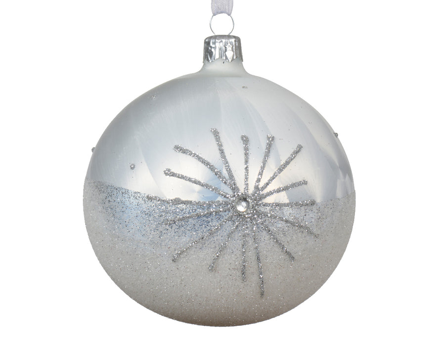 Baubles glass matt sparkle white ice lacquer 10cm