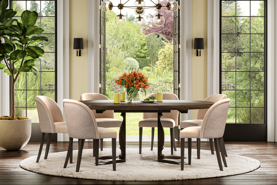 Round extendable deals farmhouse dining table