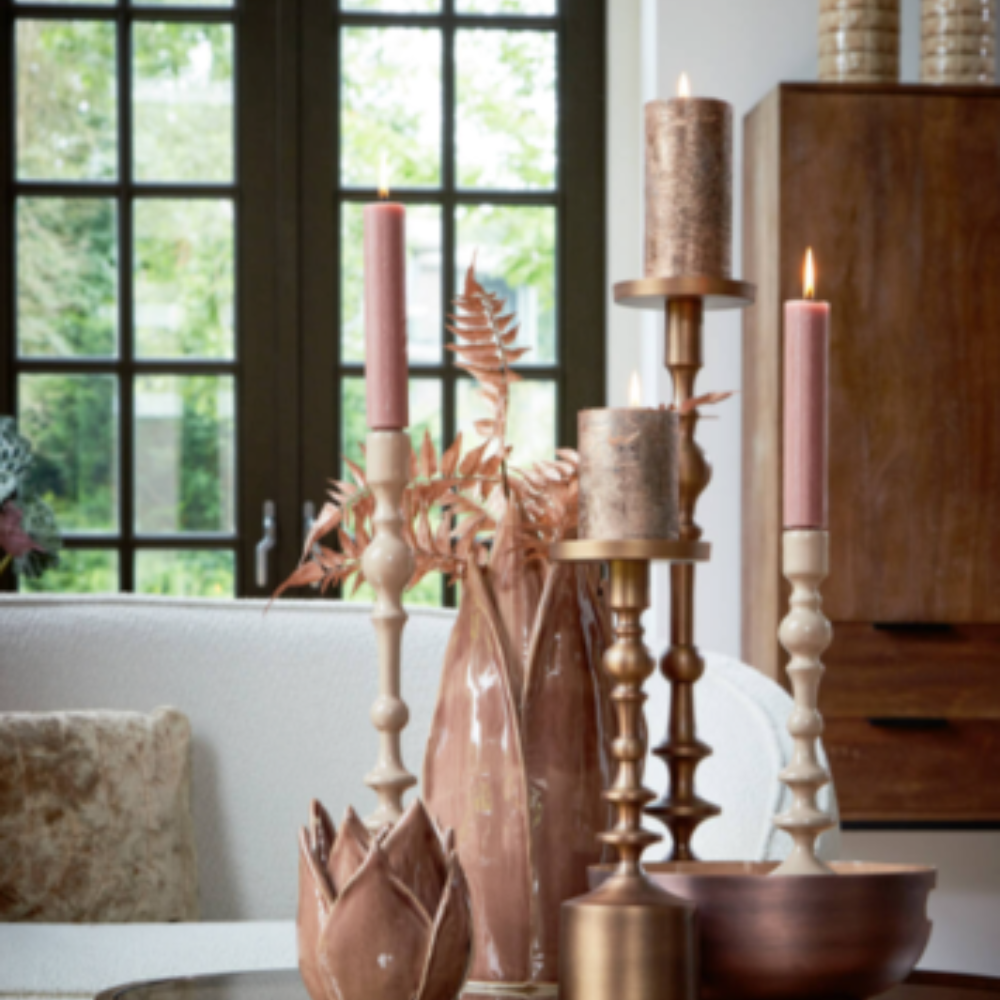 Sheva Shiny Light Brown Candle Holder Diamond Furniture