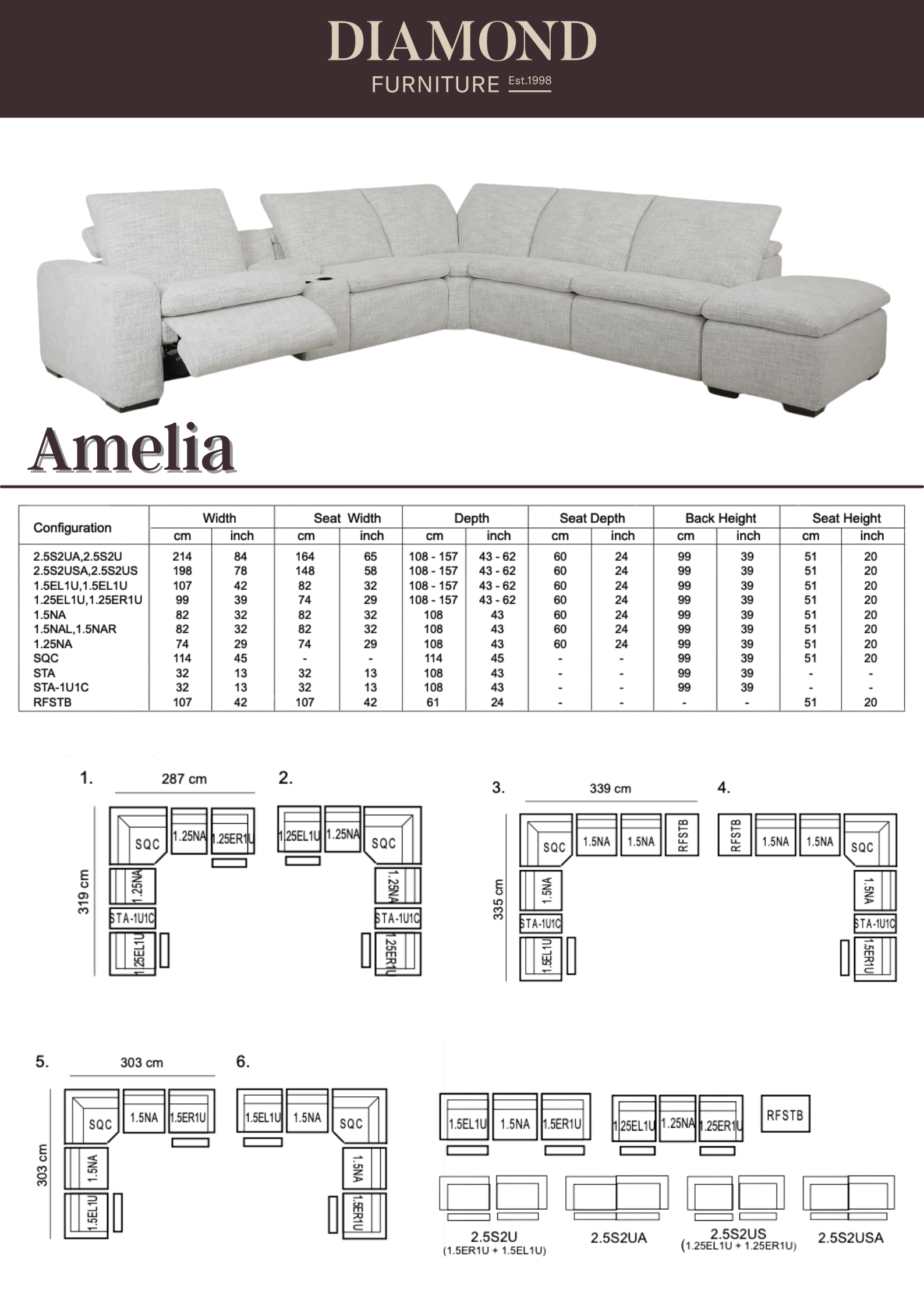 Amelia Corner – Diamond Furniture