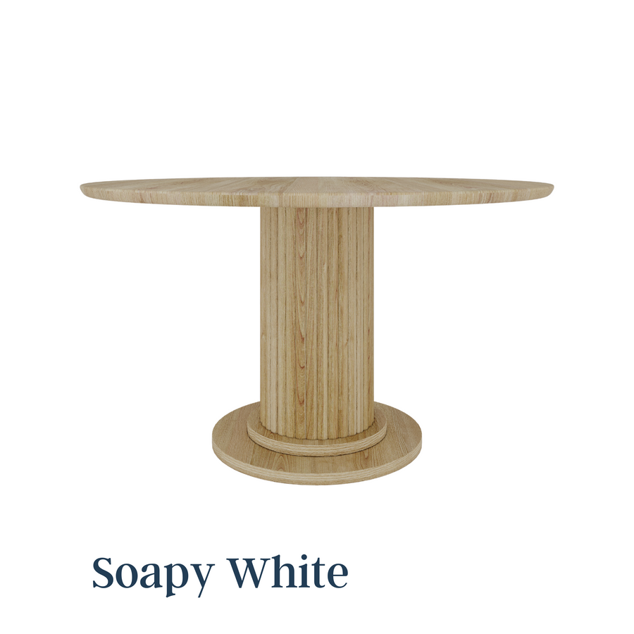Round oak pedestal online table with leaf