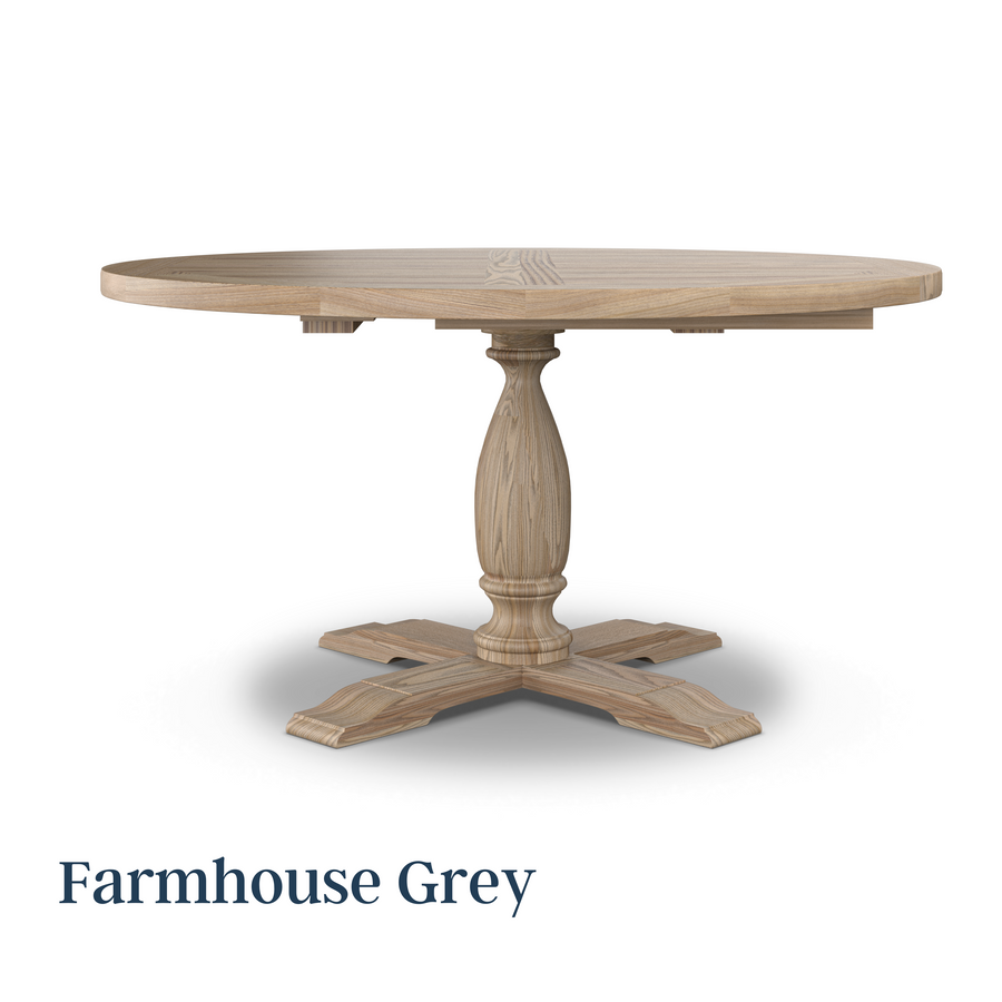 Extendable oak hot sale round dining table